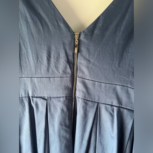 ModCloth Fervour Triumphantly Timeless Fit & Flare V-Neck Dress Blue Gray Large - Picture 10 of 11